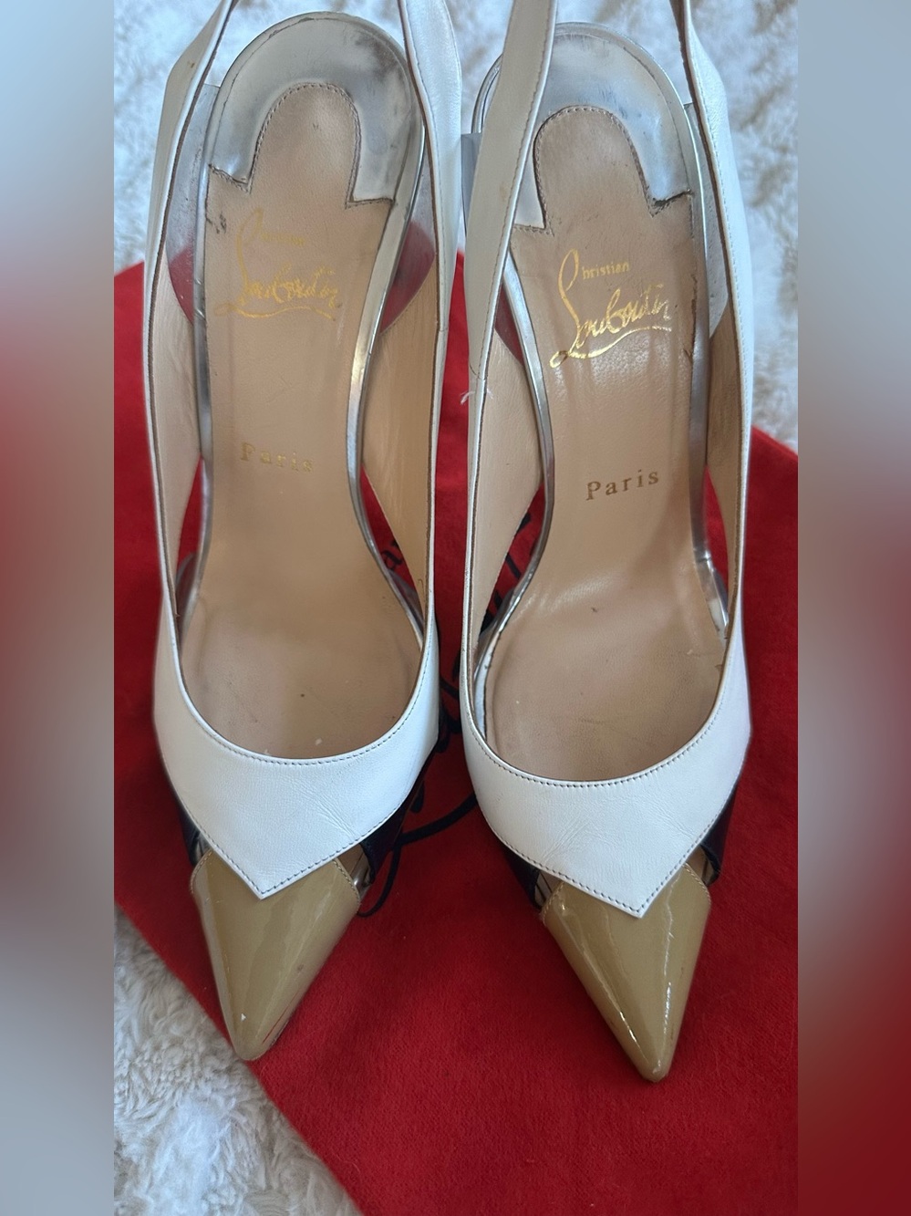Christian Louboutin Leather Colorblock Pattern
Slingback Pumps